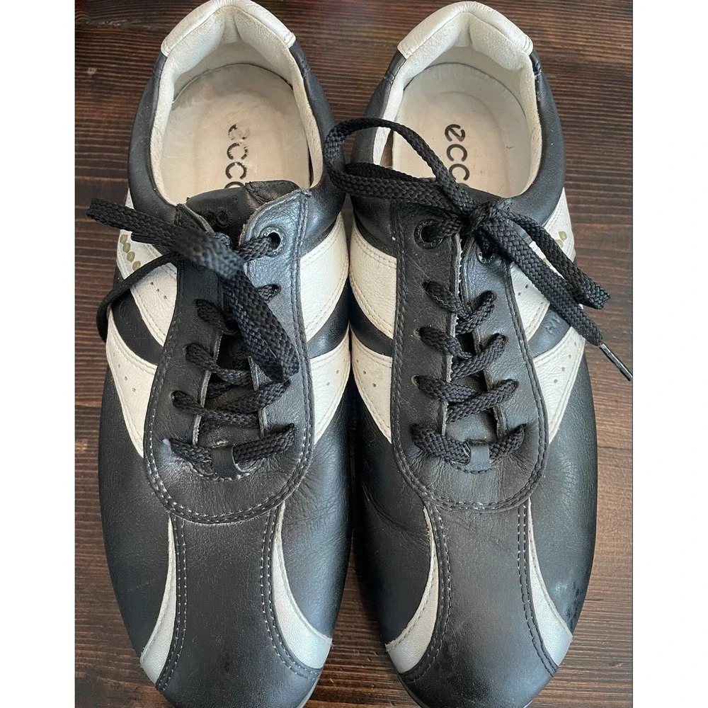Ecco Men's Black Leather Hydromax Soft Spike Golf Shoes EU Sz 39‎